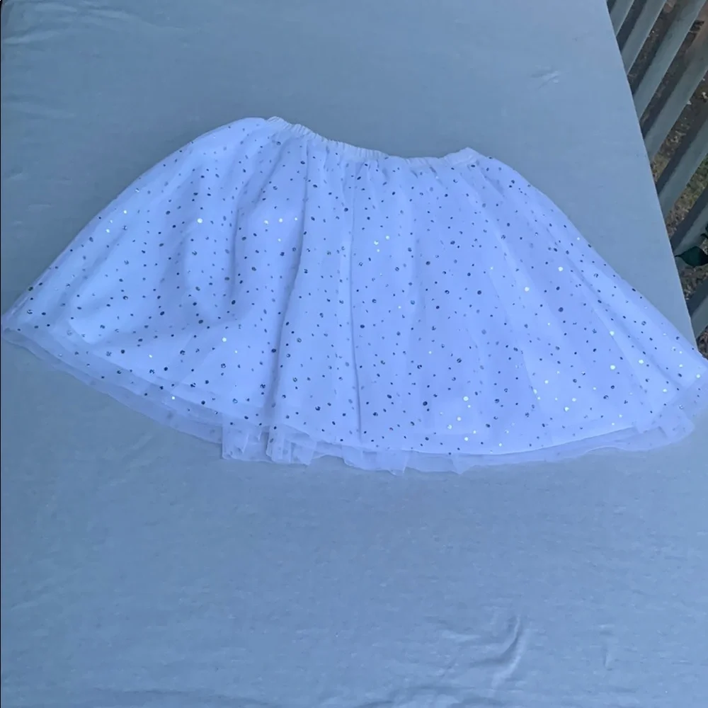 Gymboree White and Blue Sequin Skater Skirt